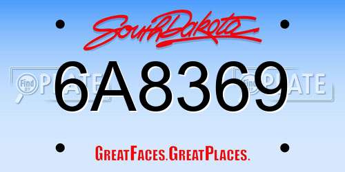 6A8369 South Dakota License Plate
