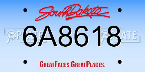 6A8618 South Dakota License Plate