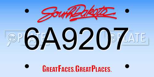 6A9207 South Dakota License Plate
