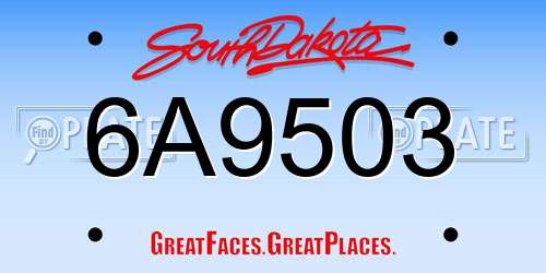 6A9503 South Dakota License Plate