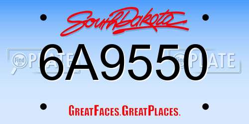 6A9550 South Dakota License Plate