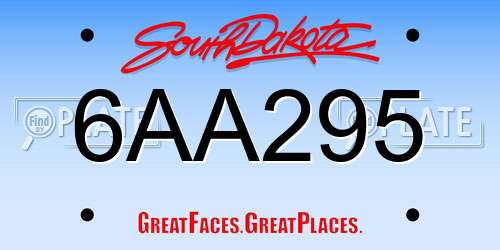 6AA295 South Dakota License Plate