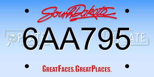 6AA795 South Dakota License Plate