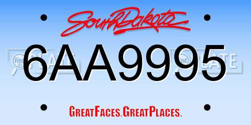 6AA9995 South Dakota License Plate