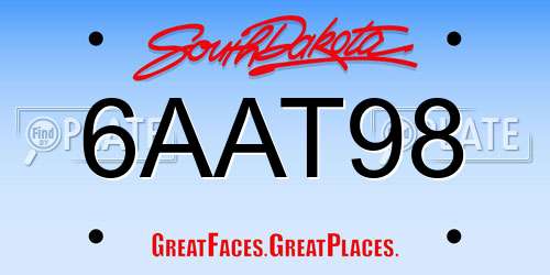 6AAT98 South Dakota License Plate