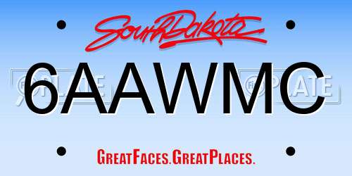 6AAWMC South Dakota License Plate