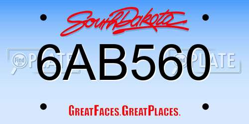6AB560 South Dakota License Plate