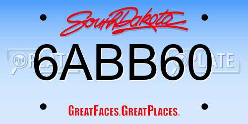 6ABB60 South Dakota License Plate