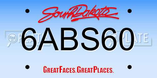 6ABS60 South Dakota License Plate