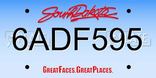 6ADF595 South Dakota License Plate
