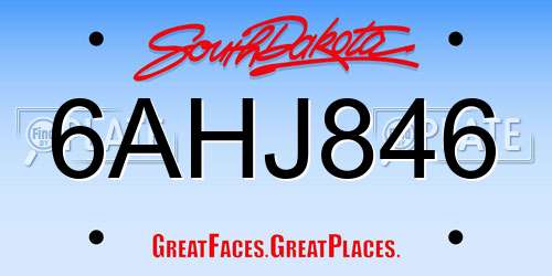 6AHJ846 South Dakota License Plate