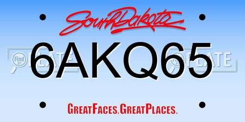 6AKQ65 South Dakota License Plate