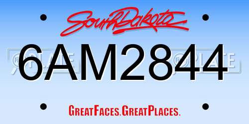 6AM2844 South Dakota License Plate