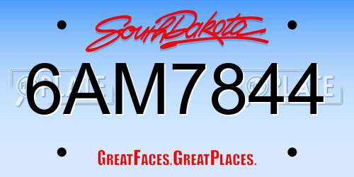 6AM7844 South Dakota License Plate