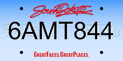 6AMT844 South Dakota License Plate