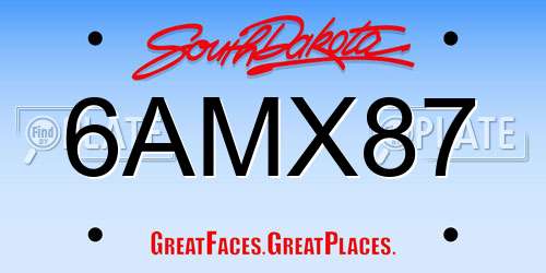 6AMX87 South Dakota License Plate