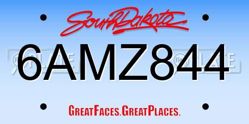 6AMZ844 South Dakota License Plate