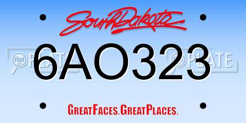 6AO323 South Dakota License Plate