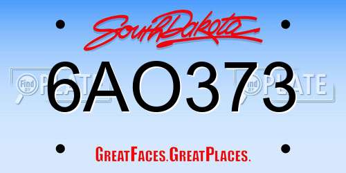6AO373 South Dakota License Plate
