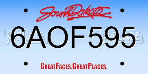 6AOF595 South Dakota License Plate