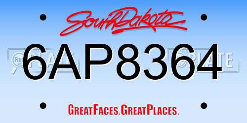 6AP8364 South Dakota License Plate
