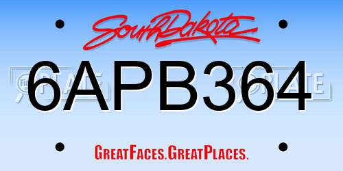 6APB364 South Dakota License Plate