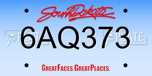 6AQ373 South Dakota License Plate