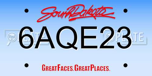 6AQE23 South Dakota License Plate