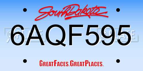 6AQF595 South Dakota License Plate