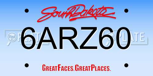 6ARZ60 South Dakota License Plate