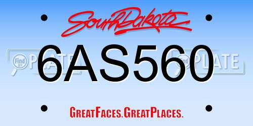 6AS560 South Dakota License Plate