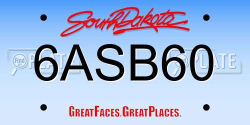 6ASB60 South Dakota License Plate