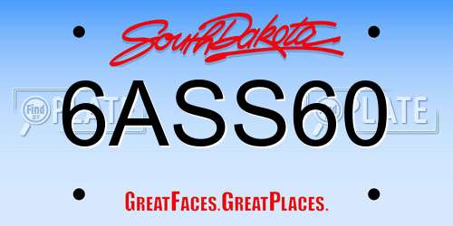 6ASS60 South Dakota License Plate