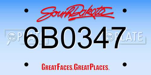 6B0347 South Dakota License Plate