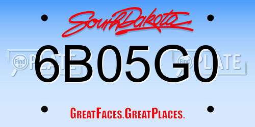 6B05G0 South Dakota License Plate