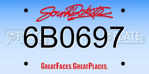 6B0697 South Dakota License Plate