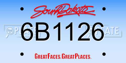 6B1126 South Dakota License Plate