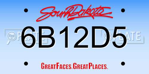 6B12D5 South Dakota License Plate