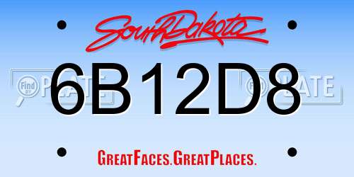 6B12D8 South Dakota License Plate
