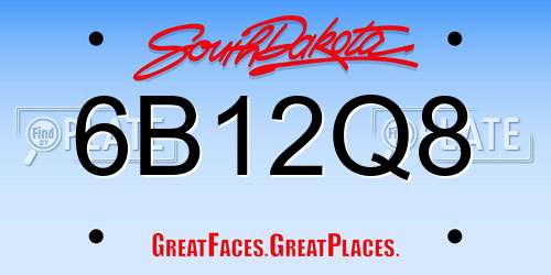 6B12Q8 South Dakota License Plate