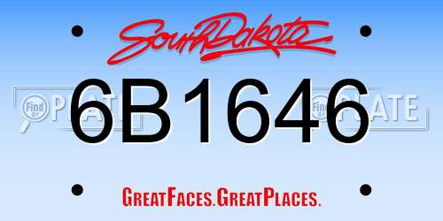 6B1646 South Dakota License Plate