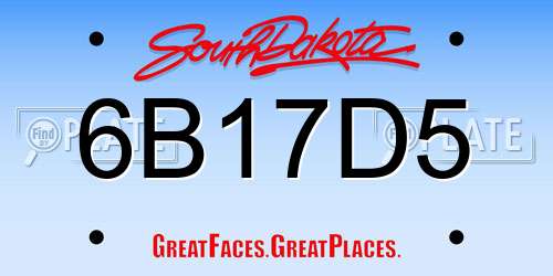 6B17D5 South Dakota License Plate