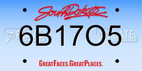 6B17O5 South Dakota License Plate