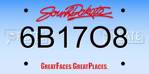 6B17O8 South Dakota License Plate
