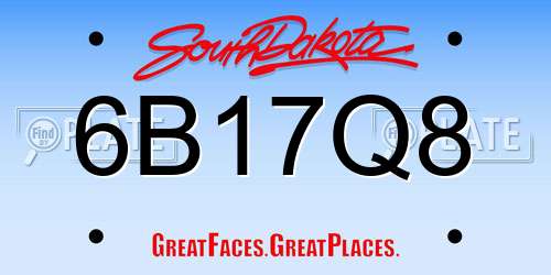6B17Q8 South Dakota License Plate