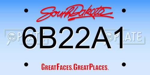 6B22A1 South Dakota License Plate