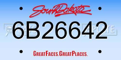 6B26642 South Dakota License Plate