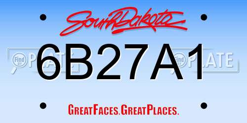 6B27A1 South Dakota License Plate