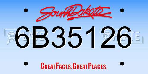 6B35126 South Dakota License Plate
