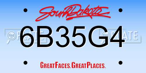 6B35G4 South Dakota License Plate